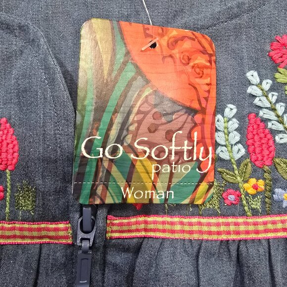 Go Softly Patio Woman Denim House Dress Coat Lounge NEW NWT Size 3X Bird Houses - Picture 3 of 13